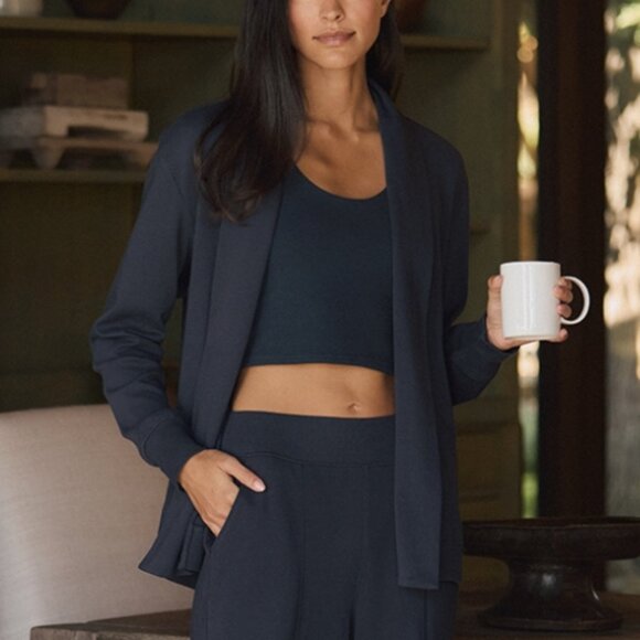 Pact Women's Size M/L Midnight Blue Airplane Organic Cotton Cardigan - Picture 1 of 10